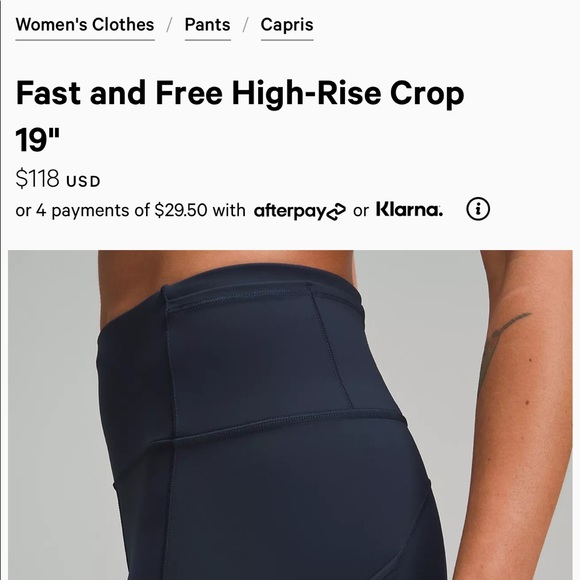 Lululemon Fast and Free Crop 19” - Picture 4 of 4